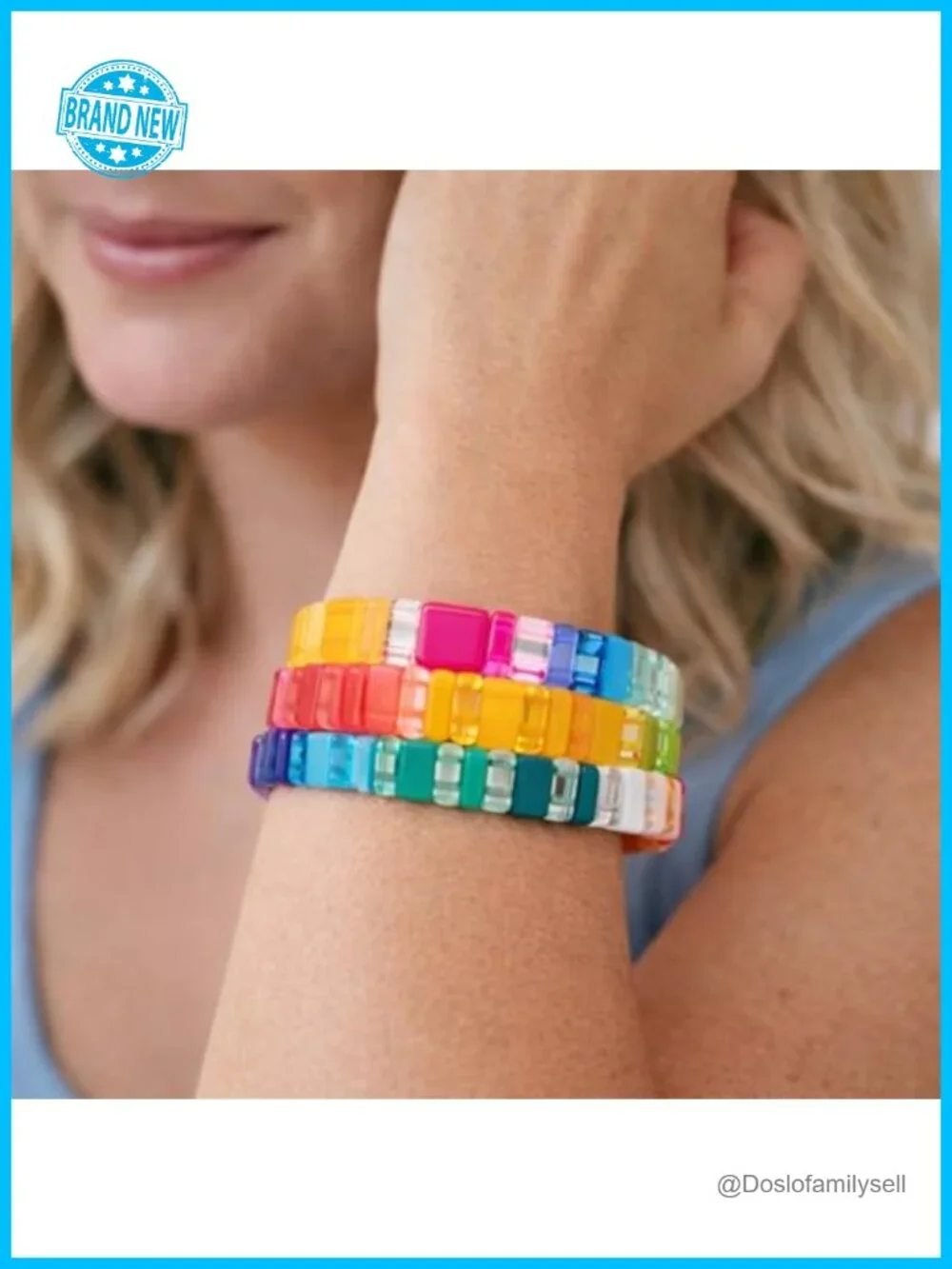 Stretch Enamel Beaded Bracelet Stack 3-Piece Set